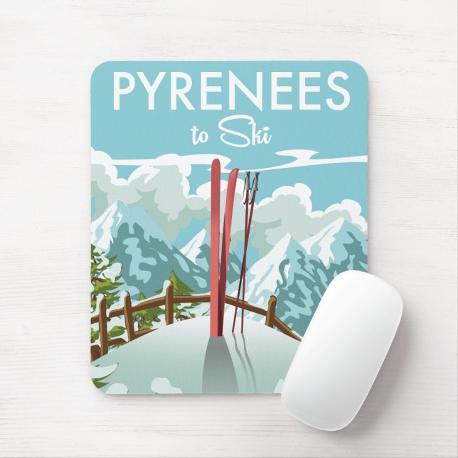 Mousepad Pirenéus Para Ski viagem impressão. (Com mouse)