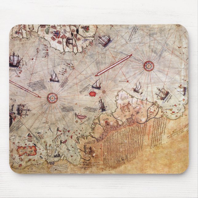 Mousepad piri reis antiga história do mapa mistério da anti (Frente)