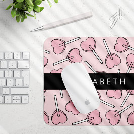 Mousepad Pirulitos Cor-de-Rosa, Pirulitos em Forma de Coraç