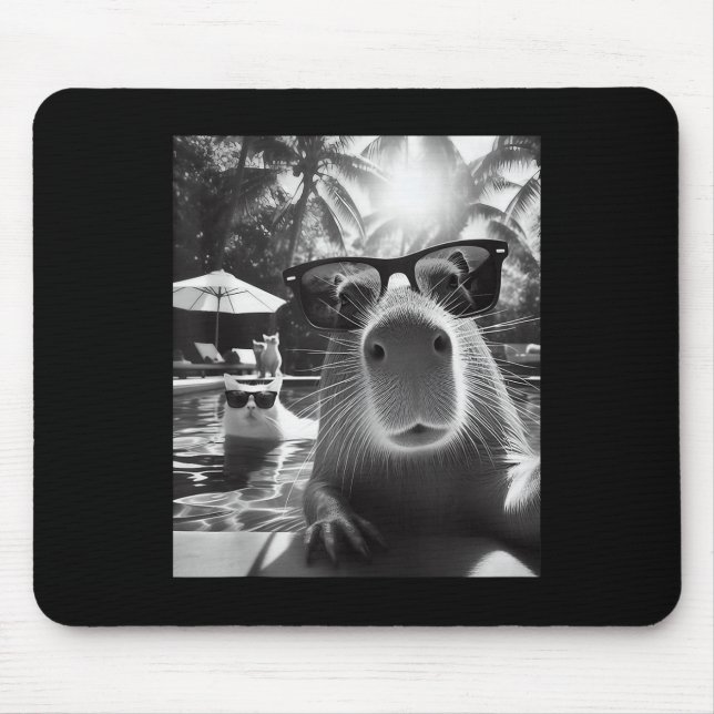 Mousepad Piscina De Nadação Funny Animal Capybara Selfie Co (Frente)