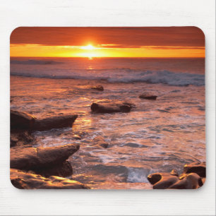Mousepad Piscinas de maré ao pôr do sol, Califórnia