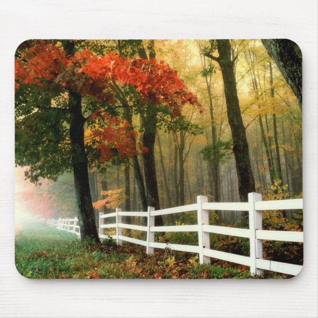 Mousepad Piso de Rato de Cercado Branco de Estacas com Folh (Frente)