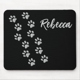 Mousepad Pistas de Cachorro de Prata Padrão Impressão de Fu