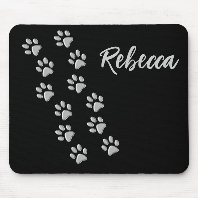 Mousepad Pistas de Cachorro de Prata Padrão Impressão de Fu (Frente)