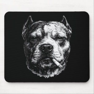 Mousepad Pitbull Fumante, Meme Engraçado de Cachorro Fumand