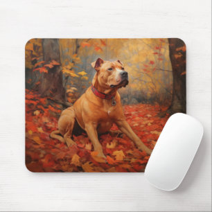 Mousepad Pitbull no outono Folhas caem inspiração