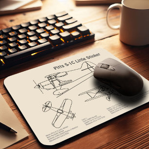 Mousepad Pitts S-1C - Planos de Blueprint do Avião SD