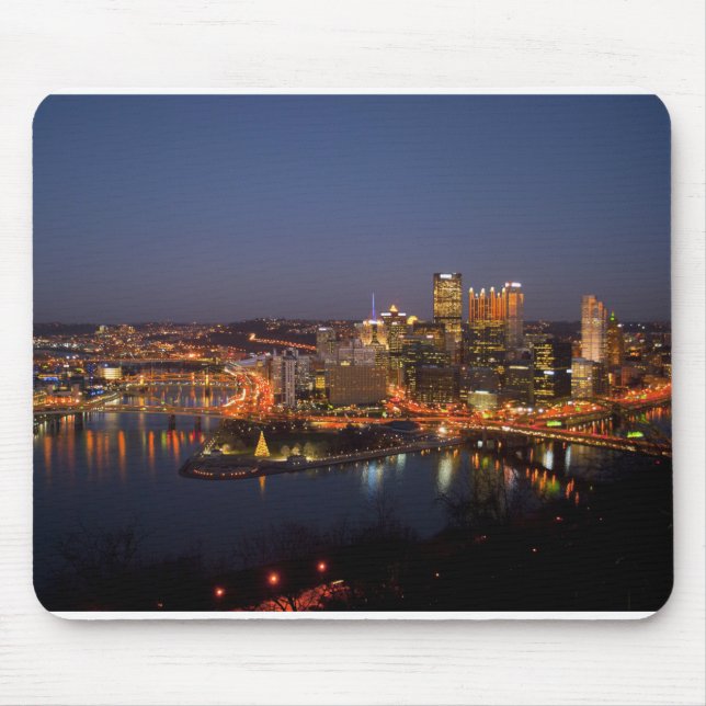 Mousepad Pittsburgh, rio do centro do nighttime de (Frente)
