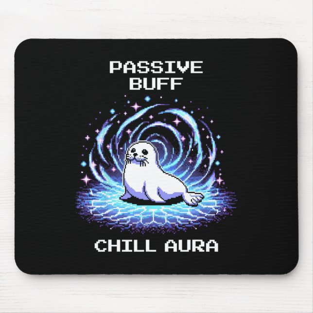 Mousepad Pive Buff Chill Aura Pixel Art Seal Retro Gaming  (Frente)