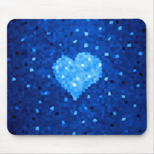 Mousepad Pixel Art Blue Heart Retro Gamer Love