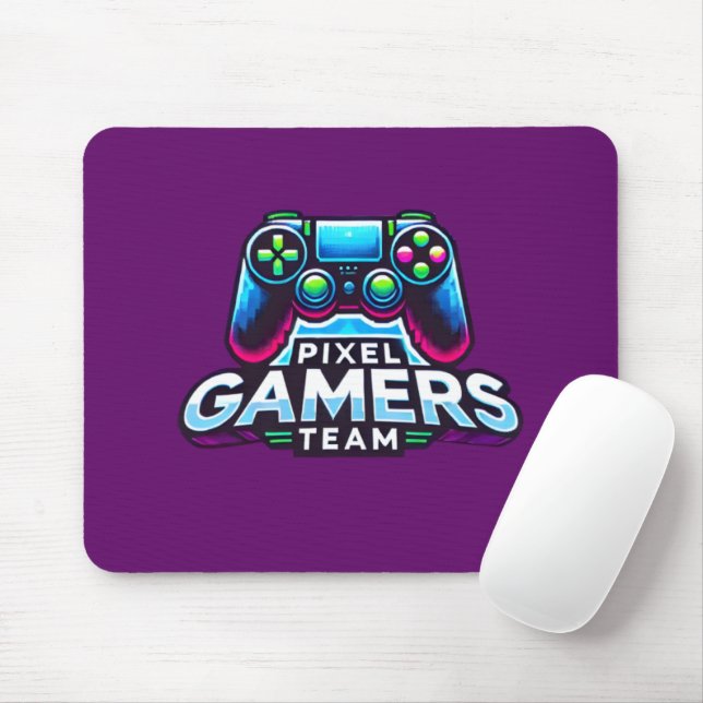 Mousepad Pixel Gamers Team - Jogador Roxo (Com mouse)