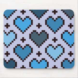 Mousepad Pixel padrão cardíaco azul e roxo