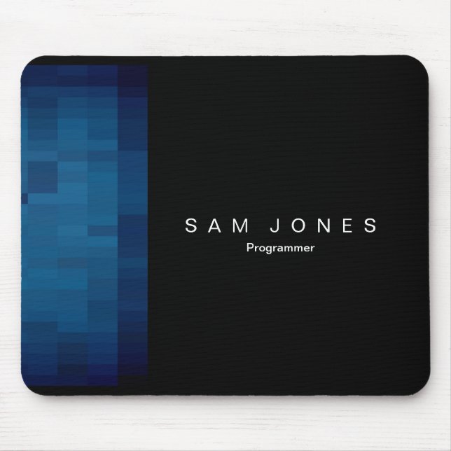 Mousepad Pixel Preto e Azul Moderno (Frente)