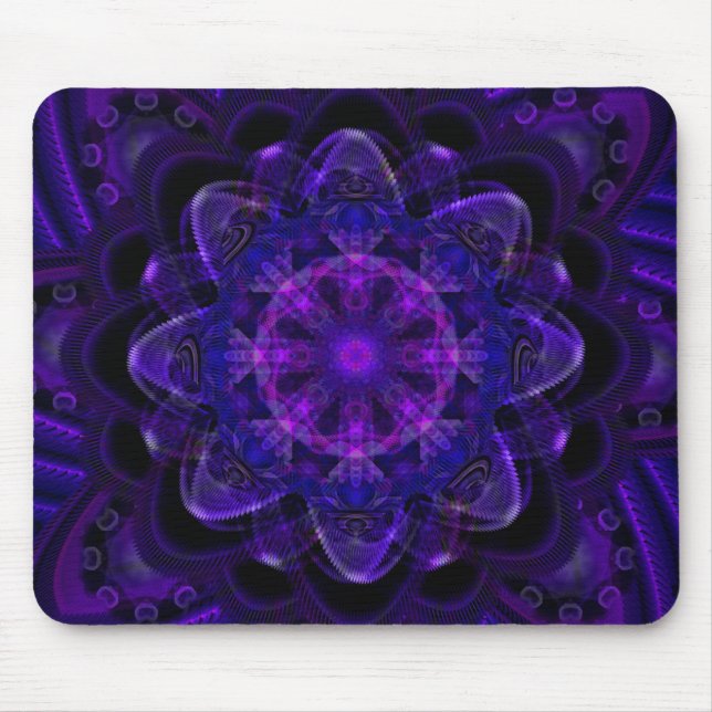 Mousepad Pixel UV roxo escuro do Fractal espiral da flor (Frente)