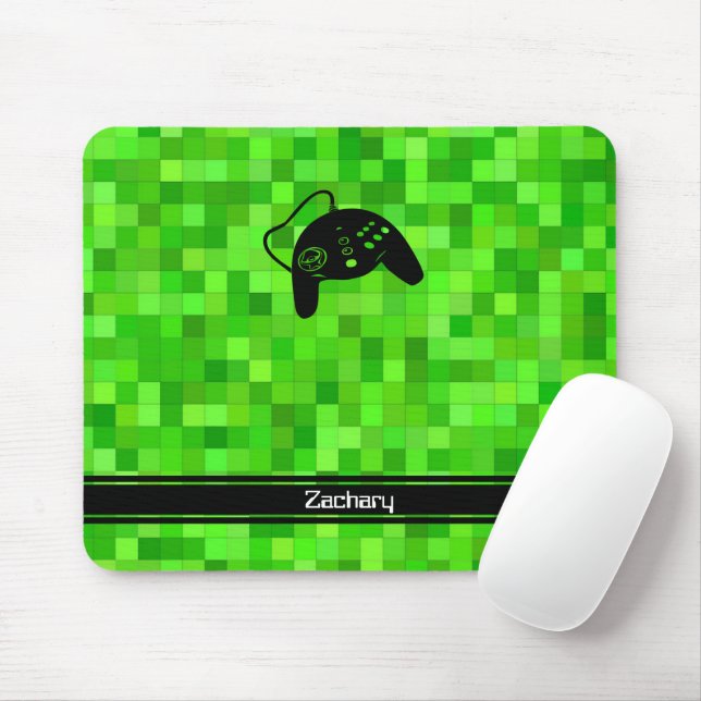 Mousepad Pixels de Jogador Verde | Personalizado (Com mouse)