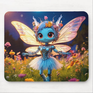 Mousepad Pixie Robot Ballerina Dança nas Flores Selvagens