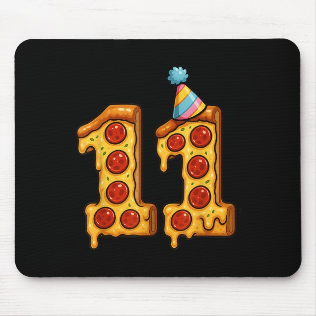 Mousepad Pizza 11 Birthday, Festa De 11 Anos, Hat Bday (Frente)