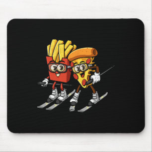 Mousepad Pizza Batata Frita Esqui Engraçado Esquiador Comid
