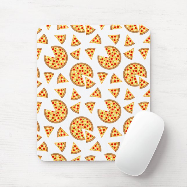 Mousepad Pizza divertida legal e padrão de fatias em branco (Com mouse)