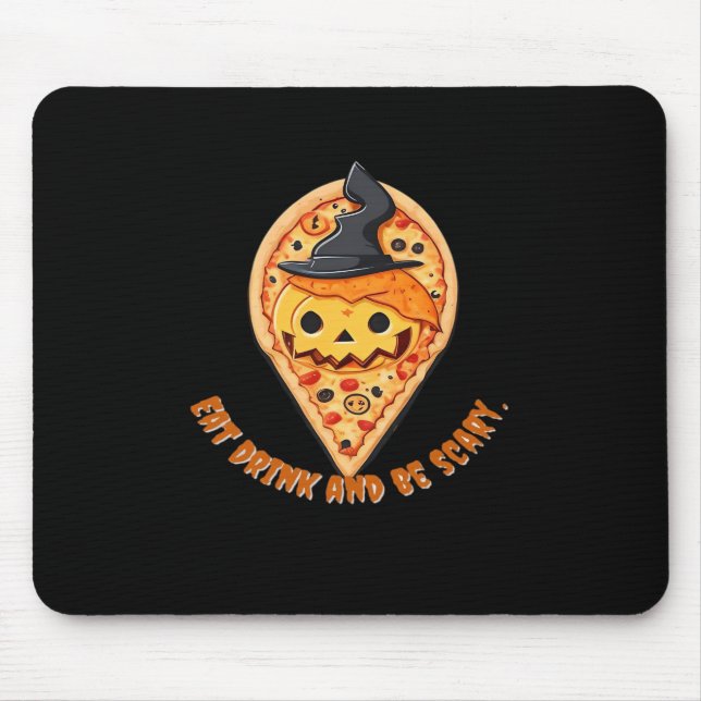 Mousepad Pizza Party Halloween Abóbora Chapéu de Bruxa Esse (Frente)