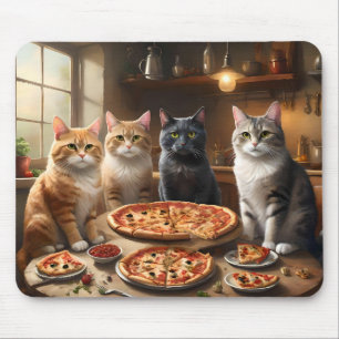 Mousepad "Pizza Paw-ty: Quatro Gatos Entrando!"