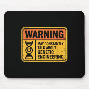 Mousepad Placa de aviso de engenharia genética engraçada bi