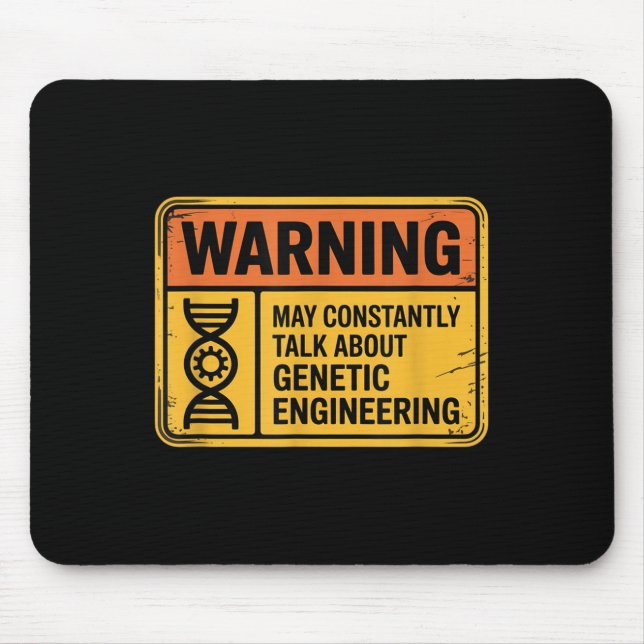 Mousepad Placa de aviso de engenharia genética engraçada bi (Frente)