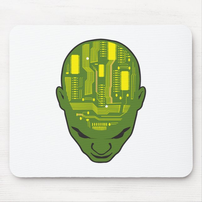 Mousepad placa de circuito impresso cérebro cabeça amarelo  (Frente)