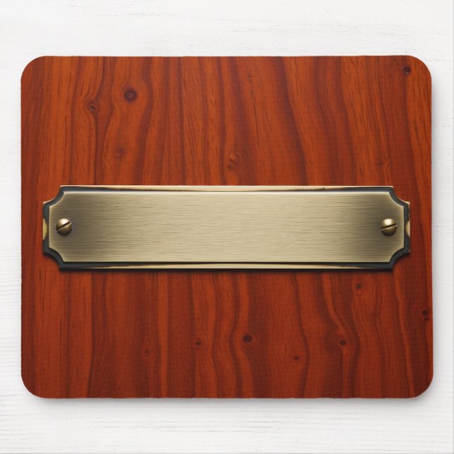 Mousepad Placa de identificação em latão personalizada sobr (Frente)