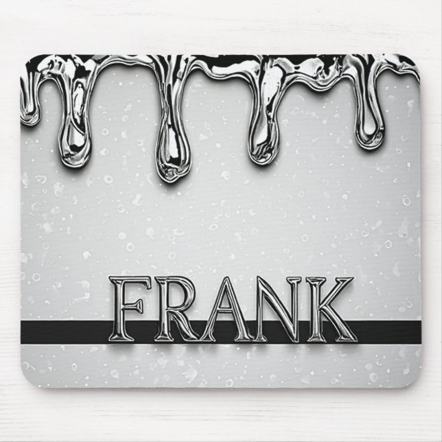 Mousepad Placa de identificação Frank Chrome com gotas de m (Frente)