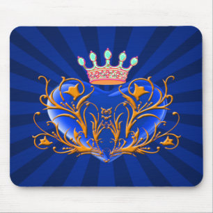 Mousepad Placa de Mouse Coração Azul com Filigrana