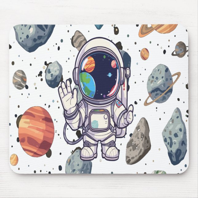 Mousepad Placa de Mouse Cósmico - Planetas e foguetes espac (Frente)