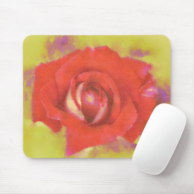 Mousepad Placa de Mouse de Arte com Rosa vermelha de Água M (Com mouse)