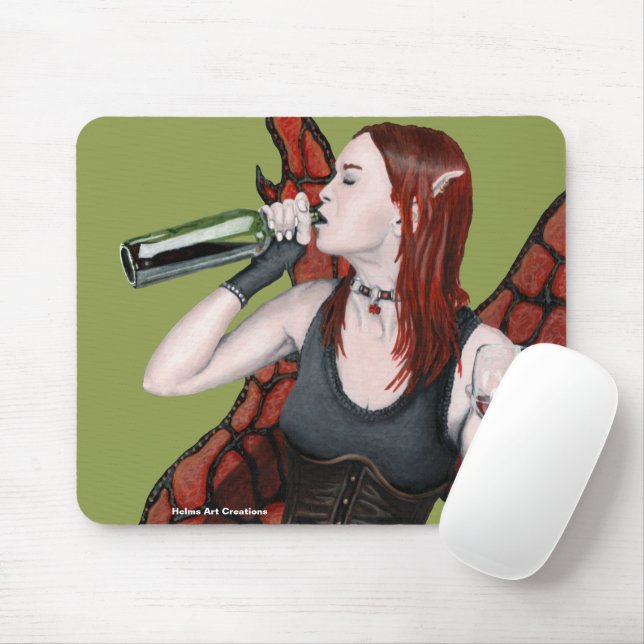 Mousepad Placa de Mouse de Arte Fantasia de Bebendo de Fada (Com mouse)