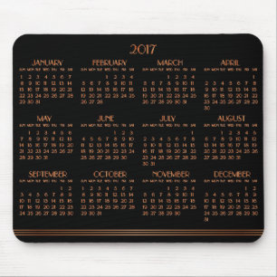 Mousepad Placa de Mouse de Arte Negra de Bronze Calendário 