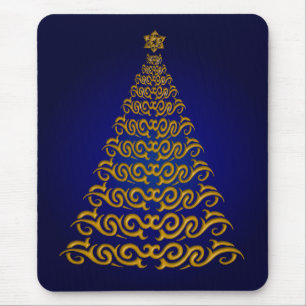 Mousepad Placa de Mouse de Árvore de Natal Azul Elegante
