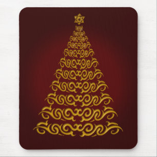 Mousepad Placa de Mouse de Árvore de Natal Vermelha Elegan