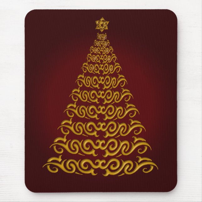 Mousepad Placa de Mouse de Árvore de Natal Vermelha Elegant (Frente)