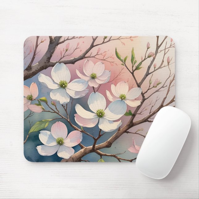 Mousepad Placa de Mouse de Árvore Dogwood (Com mouse)