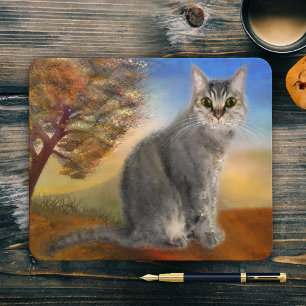 Mousepad Placa de Mouse de Belas Artes, Gatinho, Colorida