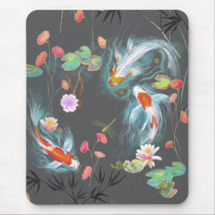 Mousepad Placa de Mouse de Carvão de Jardim de Água Japon