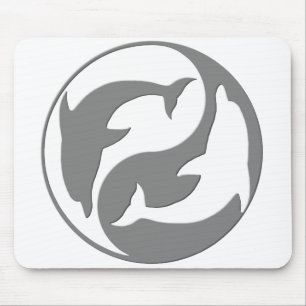 Mousepad Placa De Mouse De Cinza E Golfinhos Brancos Yang