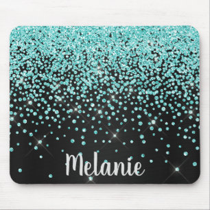 Mousepad Placa de Mouse de Cristal Sparkle Preto Aqua