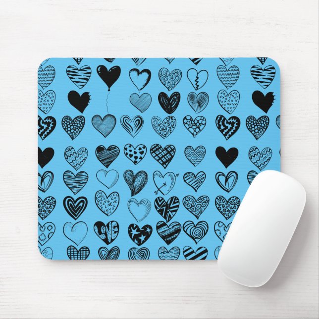 Mousepad Placa de Mouse de Desenho de Coração Preto Adoráve (Com mouse)