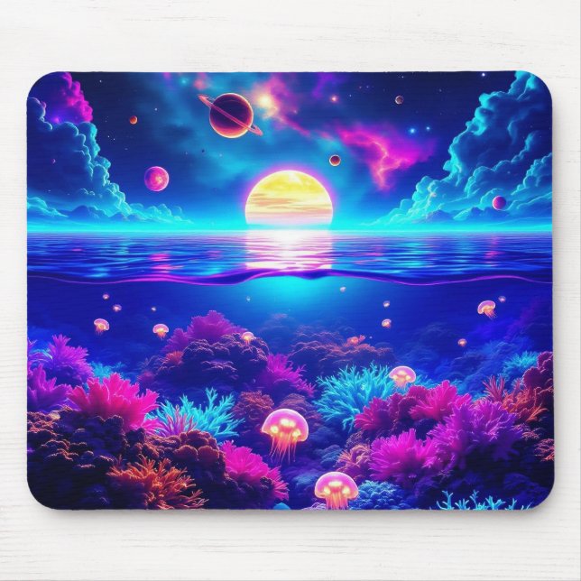 Mousepad Placa de Mouse de Dreamscape de Jellyfish Cósmico  (Frente)