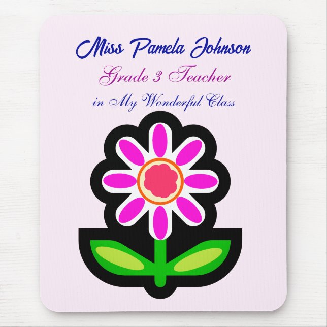 Mousepad Placa de Mouse de Flor Rosa do Professor (Frente)