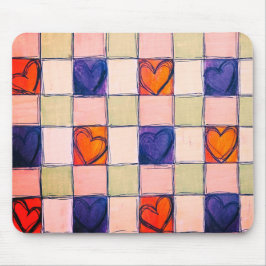 Mousepad Placa de Mouse de Gingham, cor verde-roxa,