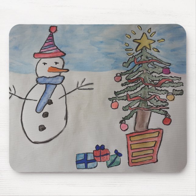 Mousepad Placa de Mouse de Neve e Árvore de Natal (Frente)