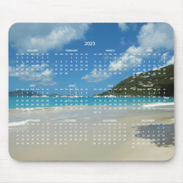 Mousepad Placa de Mouse do Calendário Anual de Praia 2023 (Frente)