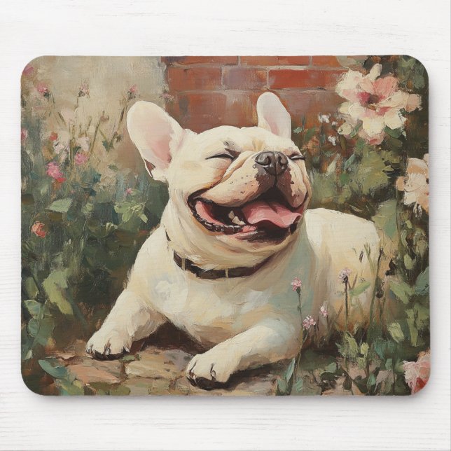 Mousepad Placa de Mouse do Jardim do Buldogue Francês (Frente)